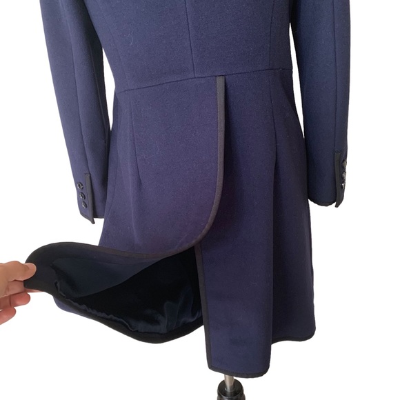 3.1 Phillip Lim Blue Wool Double Breasted Long Coat Women’s Size 8 High Collar - Picture 4 of 16